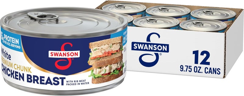 SWANSON صدر دجاج شهي من سوانسون مع لحم الضلوع في الماء، 9.75 أونصة. علبة (عبوة من 12) - Image 1
